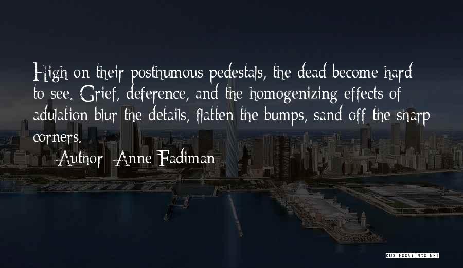 Anne Fadiman Quotes: High On Their Posthumous Pedestals, The Dead Become Hard To See. Grief, Deference, And The Homogenizing Effects Of Adulation Blur