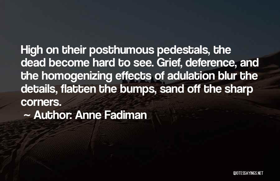 Anne Fadiman Quotes: High On Their Posthumous Pedestals, The Dead Become Hard To See. Grief, Deference, And The Homogenizing Effects Of Adulation Blur