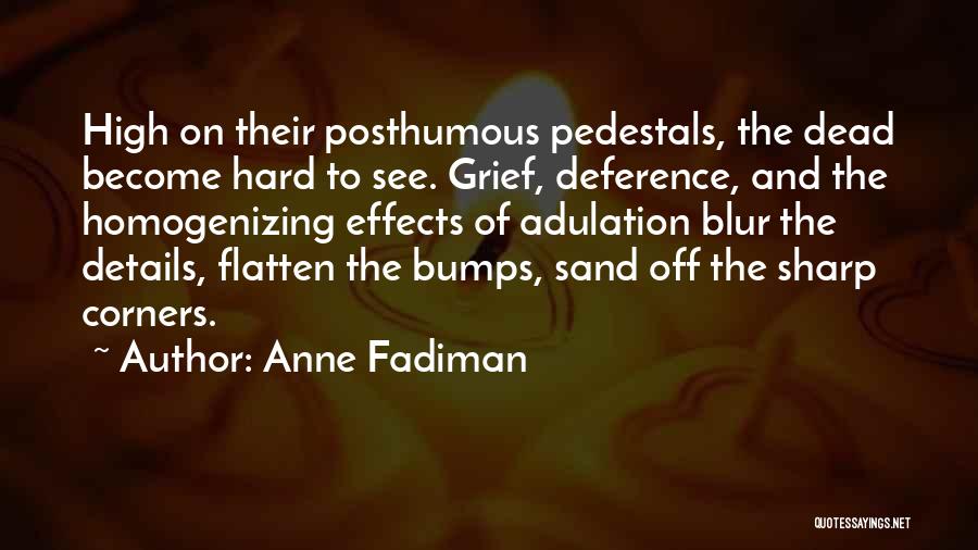 Anne Fadiman Quotes: High On Their Posthumous Pedestals, The Dead Become Hard To See. Grief, Deference, And The Homogenizing Effects Of Adulation Blur
