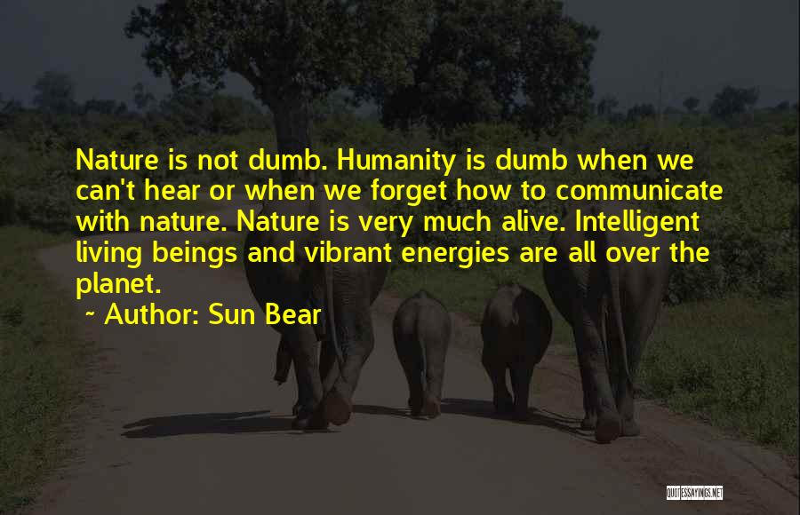 Sun Bear Quotes: Nature Is Not Dumb. Humanity Is Dumb When We Can't Hear Or When We Forget How To Communicate With Nature.