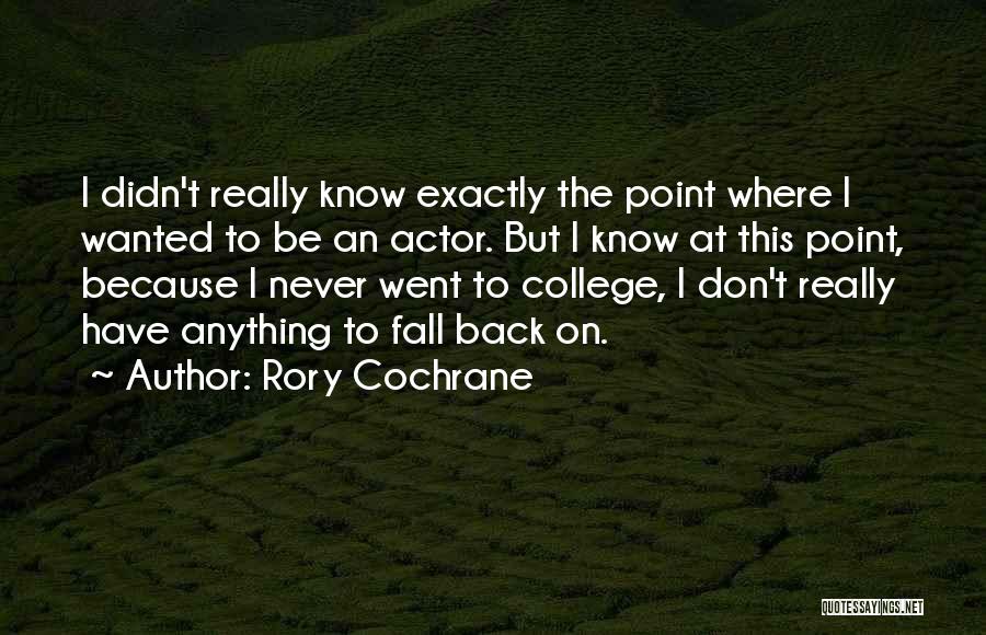 Rory Cochrane Quotes: I Didn't Really Know Exactly The Point Where I Wanted To Be An Actor. But I Know At This Point,