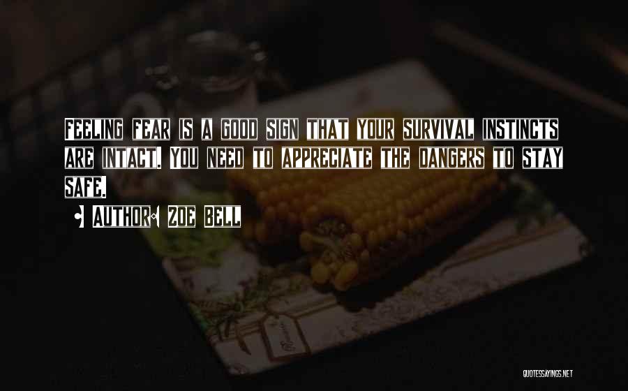 Zoe Bell Quotes: Feeling Fear Is A Good Sign That Your Survival Instincts Are Intact. You Need To Appreciate The Dangers To Stay