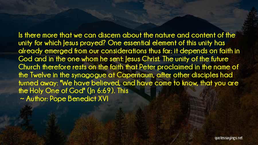 Pope Benedict XVI Quotes: Is There More That We Can Discern About The Nature And Content Of The Unity For Which Jesus Prayed? One