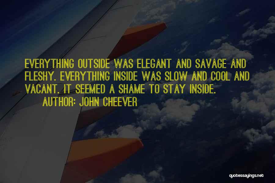John Cheever Quotes: Everything Outside Was Elegant And Savage And Fleshy. Everything Inside Was Slow And Cool And Vacant. It Seemed A Shame