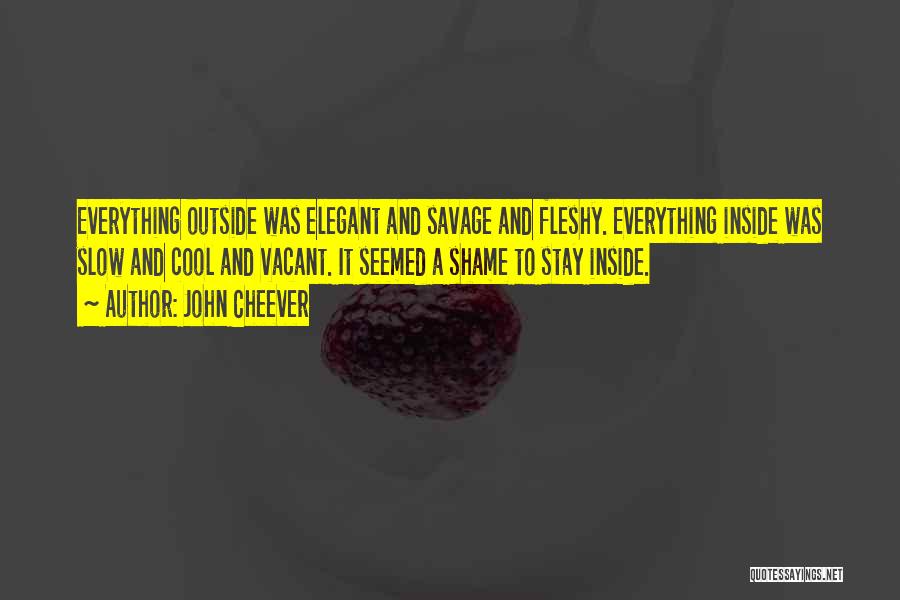 John Cheever Quotes: Everything Outside Was Elegant And Savage And Fleshy. Everything Inside Was Slow And Cool And Vacant. It Seemed A Shame
