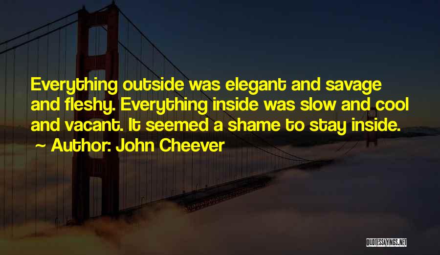 John Cheever Quotes: Everything Outside Was Elegant And Savage And Fleshy. Everything Inside Was Slow And Cool And Vacant. It Seemed A Shame