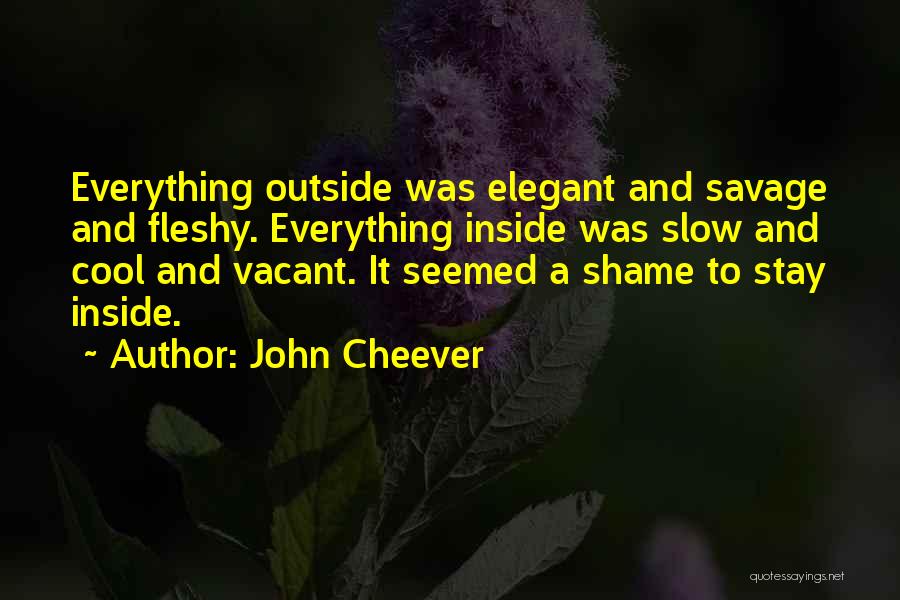 John Cheever Quotes: Everything Outside Was Elegant And Savage And Fleshy. Everything Inside Was Slow And Cool And Vacant. It Seemed A Shame