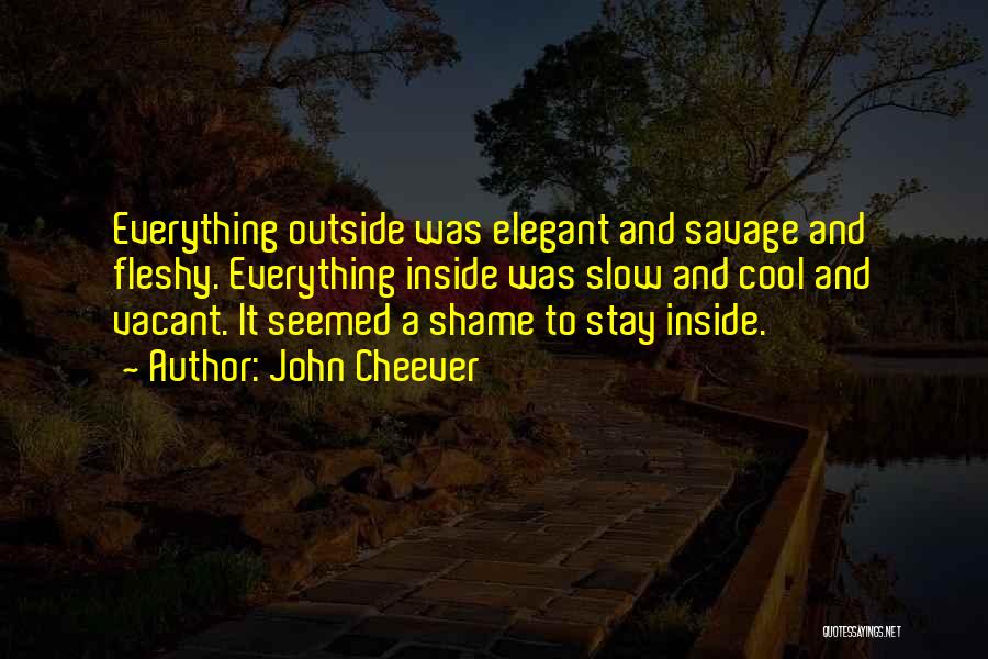 John Cheever Quotes: Everything Outside Was Elegant And Savage And Fleshy. Everything Inside Was Slow And Cool And Vacant. It Seemed A Shame