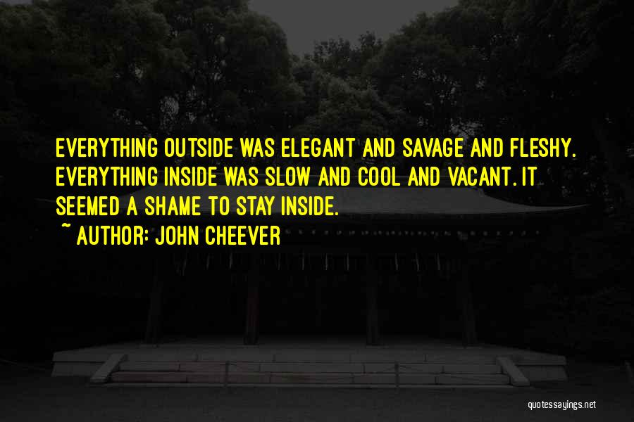 John Cheever Quotes: Everything Outside Was Elegant And Savage And Fleshy. Everything Inside Was Slow And Cool And Vacant. It Seemed A Shame