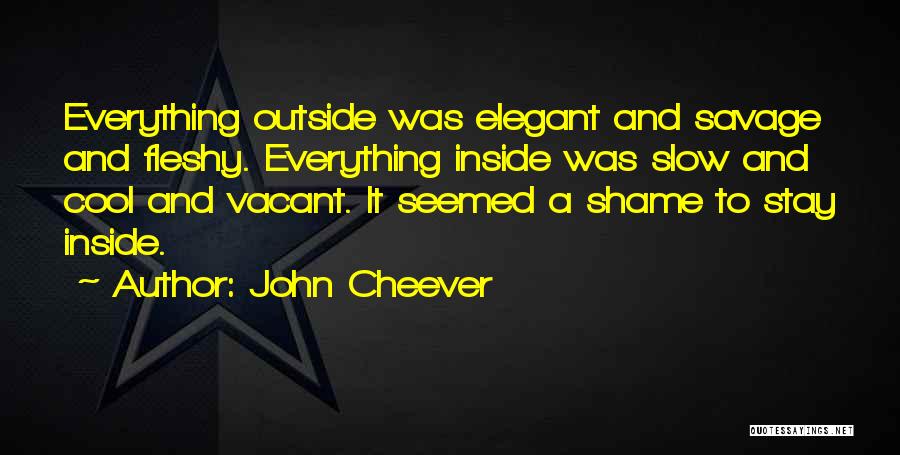 John Cheever Quotes: Everything Outside Was Elegant And Savage And Fleshy. Everything Inside Was Slow And Cool And Vacant. It Seemed A Shame