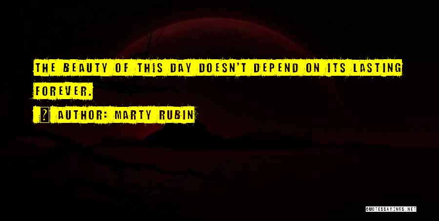 Marty Rubin Quotes: The Beauty Of This Day Doesn't Depend On Its Lasting Forever.