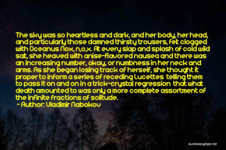 Vladimir Nabokov Quotes: The Sky Was So Heartless And Dark, And Her Body, Her Head, And Particularly Those Damned Thirsty Trousers, Felt Clogged