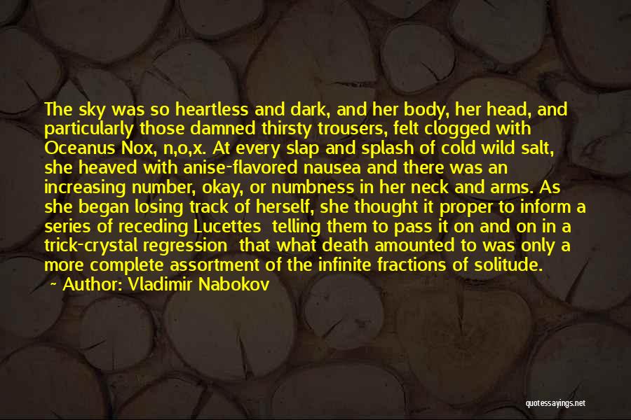 Vladimir Nabokov Quotes: The Sky Was So Heartless And Dark, And Her Body, Her Head, And Particularly Those Damned Thirsty Trousers, Felt Clogged