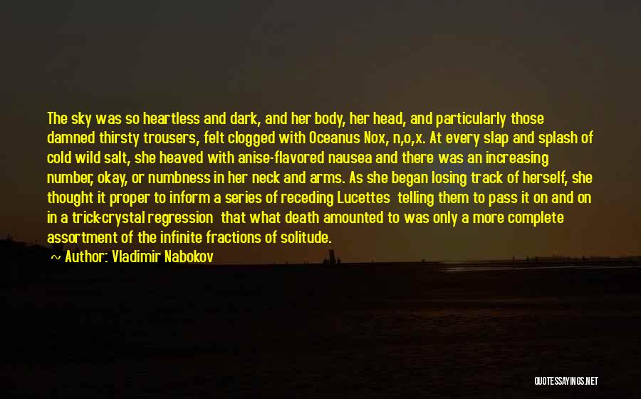 Vladimir Nabokov Quotes: The Sky Was So Heartless And Dark, And Her Body, Her Head, And Particularly Those Damned Thirsty Trousers, Felt Clogged