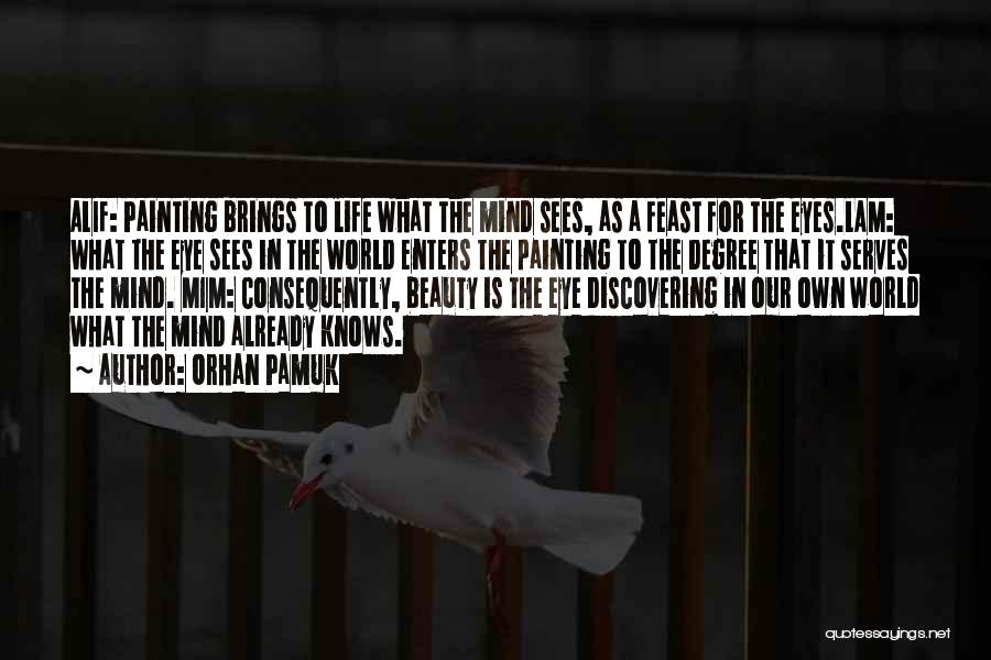 Orhan Pamuk Quotes: Alif: Painting Brings To Life What The Mind Sees, As A Feast For The Eyes.lam: What The Eye Sees In
