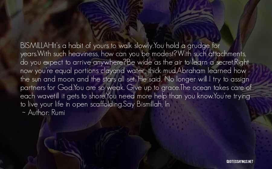 Rumi Quotes: Bismillahit's A Habit Of Yours To Walk Slowly.you Hold A Grudge For Years.with Such Heaviness, How Can You Be Modest?with