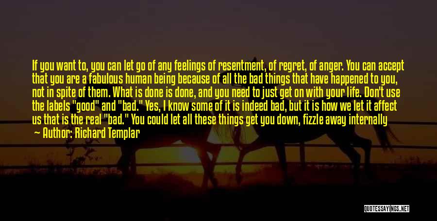 Richard Templar Quotes: If You Want To, You Can Let Go Of Any Feelings Of Resentment, Of Regret, Of Anger. You Can Accept