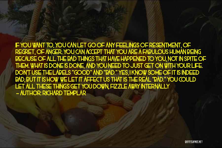 Richard Templar Quotes: If You Want To, You Can Let Go Of Any Feelings Of Resentment, Of Regret, Of Anger. You Can Accept