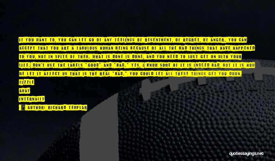 Richard Templar Quotes: If You Want To, You Can Let Go Of Any Feelings Of Resentment, Of Regret, Of Anger. You Can Accept