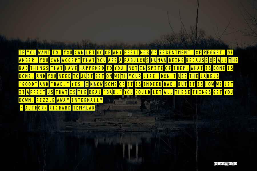 Richard Templar Quotes: If You Want To, You Can Let Go Of Any Feelings Of Resentment, Of Regret, Of Anger. You Can Accept