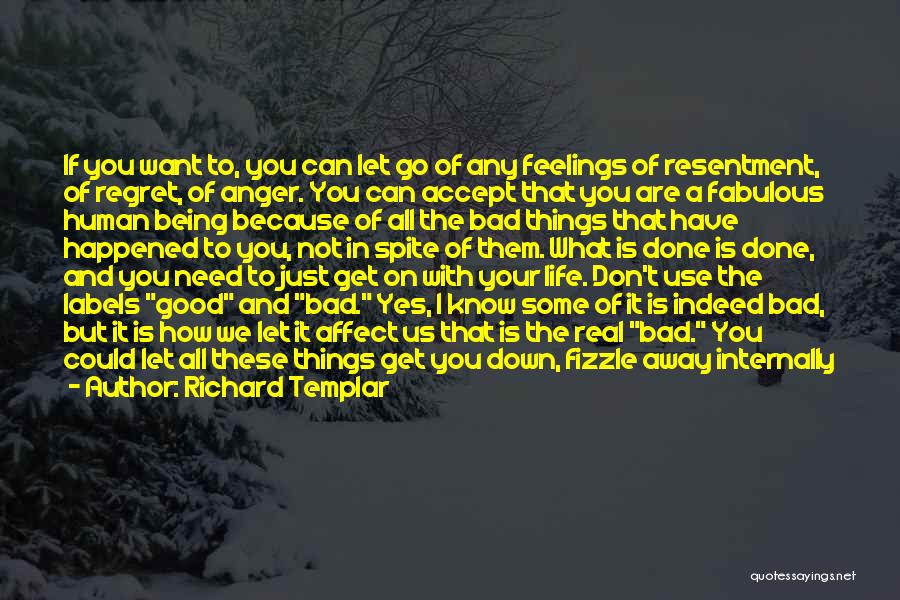 Richard Templar Quotes: If You Want To, You Can Let Go Of Any Feelings Of Resentment, Of Regret, Of Anger. You Can Accept