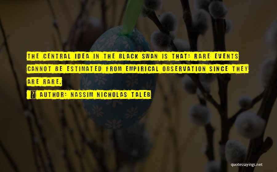 Nassim Nicholas Taleb Quotes: The Central Idea In The Black Swan Is That: Rare Events Cannot Be Estimated From Empirical Observation Since They Are