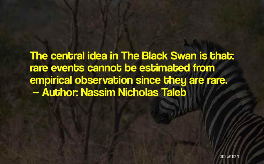 Nassim Nicholas Taleb Quotes: The Central Idea In The Black Swan Is That: Rare Events Cannot Be Estimated From Empirical Observation Since They Are