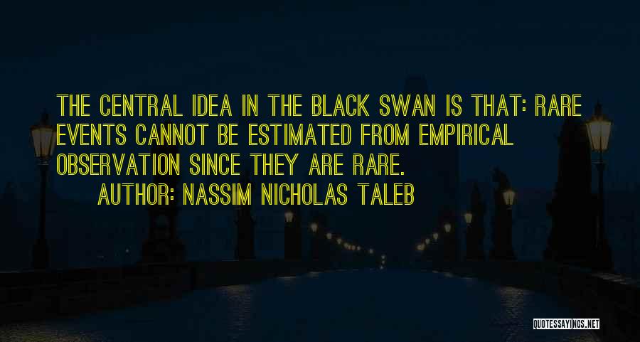 Nassim Nicholas Taleb Quotes: The Central Idea In The Black Swan Is That: Rare Events Cannot Be Estimated From Empirical Observation Since They Are