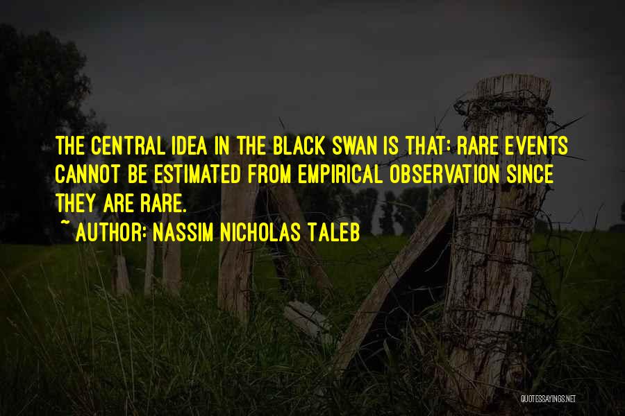 Nassim Nicholas Taleb Quotes: The Central Idea In The Black Swan Is That: Rare Events Cannot Be Estimated From Empirical Observation Since They Are