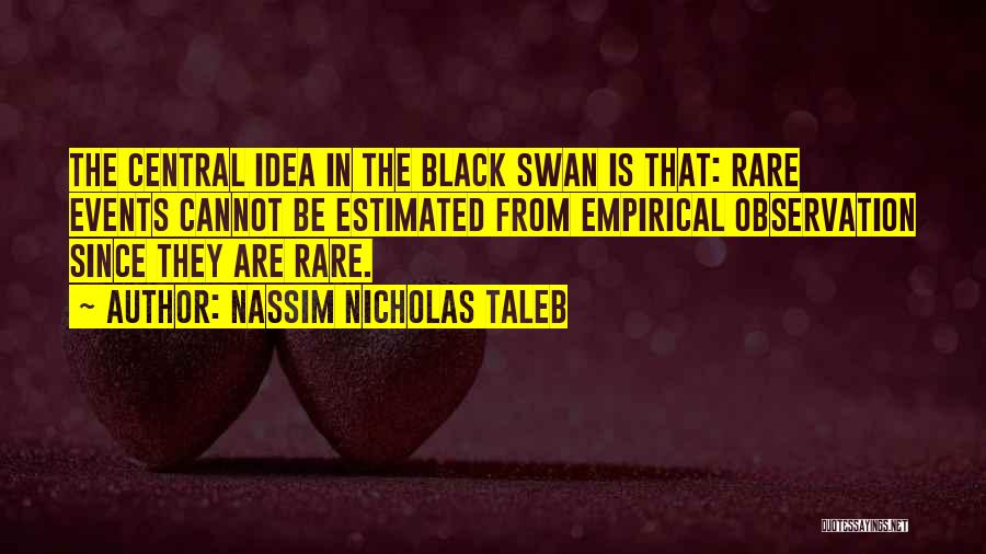 Nassim Nicholas Taleb Quotes: The Central Idea In The Black Swan Is That: Rare Events Cannot Be Estimated From Empirical Observation Since They Are