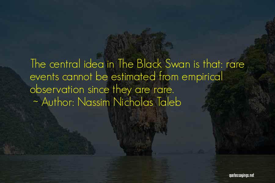 Nassim Nicholas Taleb Quotes: The Central Idea In The Black Swan Is That: Rare Events Cannot Be Estimated From Empirical Observation Since They Are