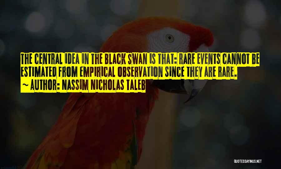 Nassim Nicholas Taleb Quotes: The Central Idea In The Black Swan Is That: Rare Events Cannot Be Estimated From Empirical Observation Since They Are