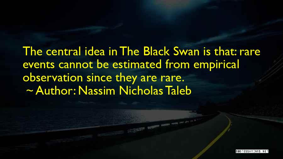 Nassim Nicholas Taleb Quotes: The Central Idea In The Black Swan Is That: Rare Events Cannot Be Estimated From Empirical Observation Since They Are