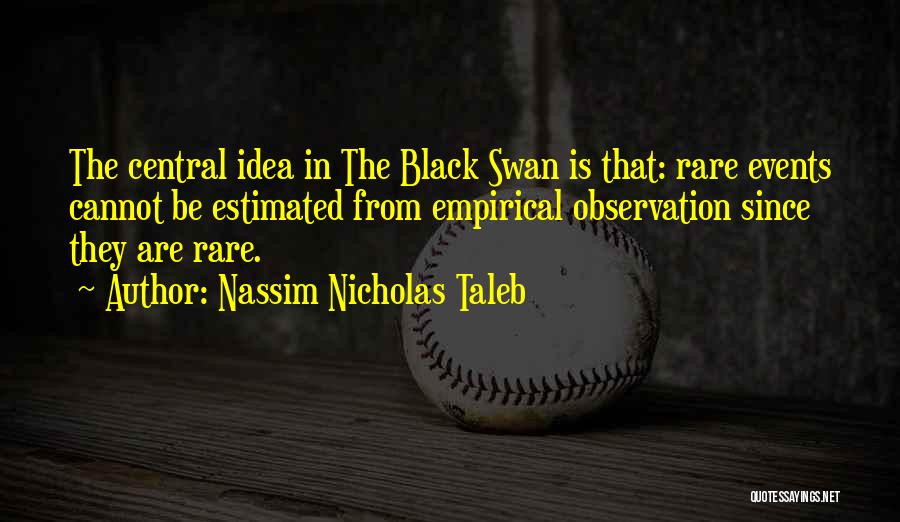Nassim Nicholas Taleb Quotes: The Central Idea In The Black Swan Is That: Rare Events Cannot Be Estimated From Empirical Observation Since They Are