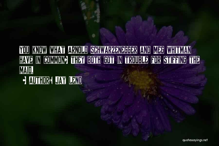 Jay Leno Quotes: You Know What Arnold Schwarzenegger And Meg Whitman Have In Common? They Both Got In Trouble For Stiffing The Maid.