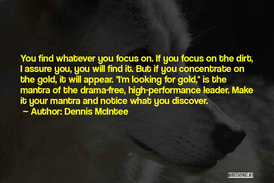 Dennis McIntee Quotes: You Find Whatever You Focus On. If You Focus On The Dirt, I Assure You, You Will Find It. But