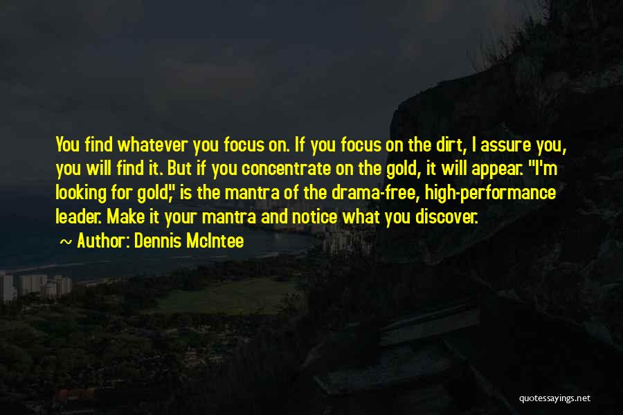 Dennis McIntee Quotes: You Find Whatever You Focus On. If You Focus On The Dirt, I Assure You, You Will Find It. But