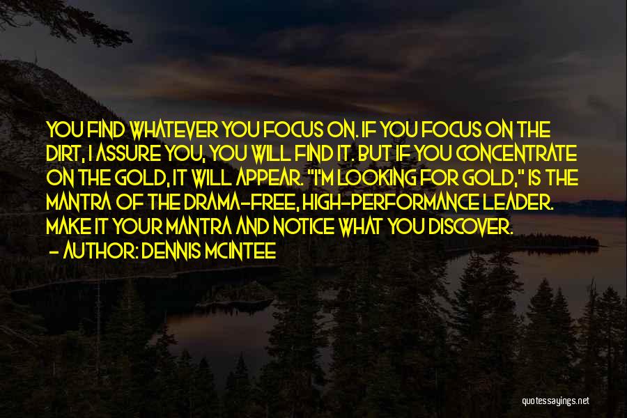 Dennis McIntee Quotes: You Find Whatever You Focus On. If You Focus On The Dirt, I Assure You, You Will Find It. But