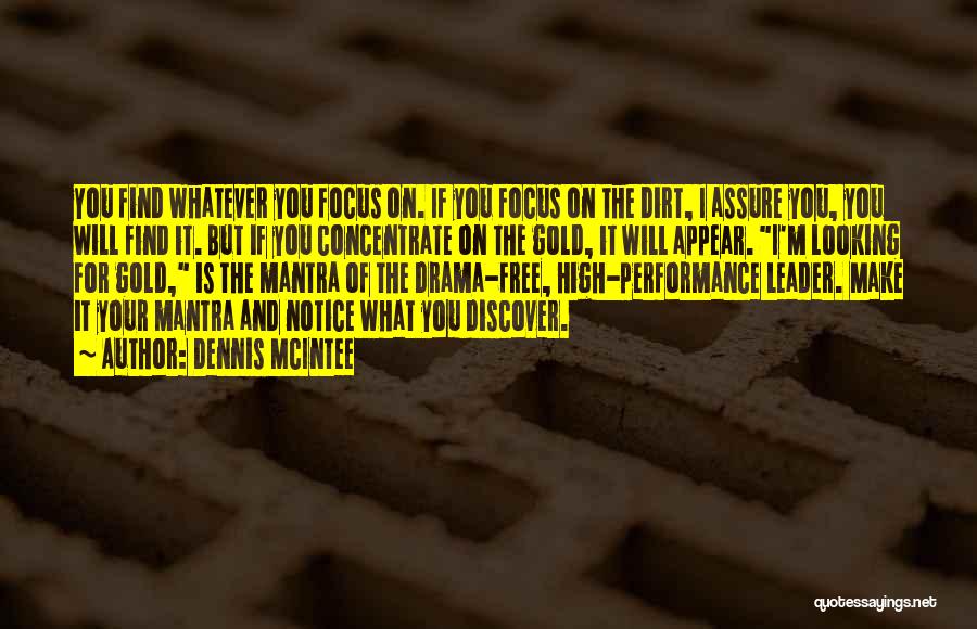 Dennis McIntee Quotes: You Find Whatever You Focus On. If You Focus On The Dirt, I Assure You, You Will Find It. But