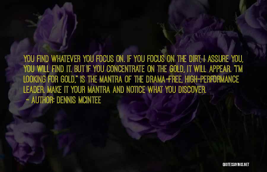 Dennis McIntee Quotes: You Find Whatever You Focus On. If You Focus On The Dirt, I Assure You, You Will Find It. But