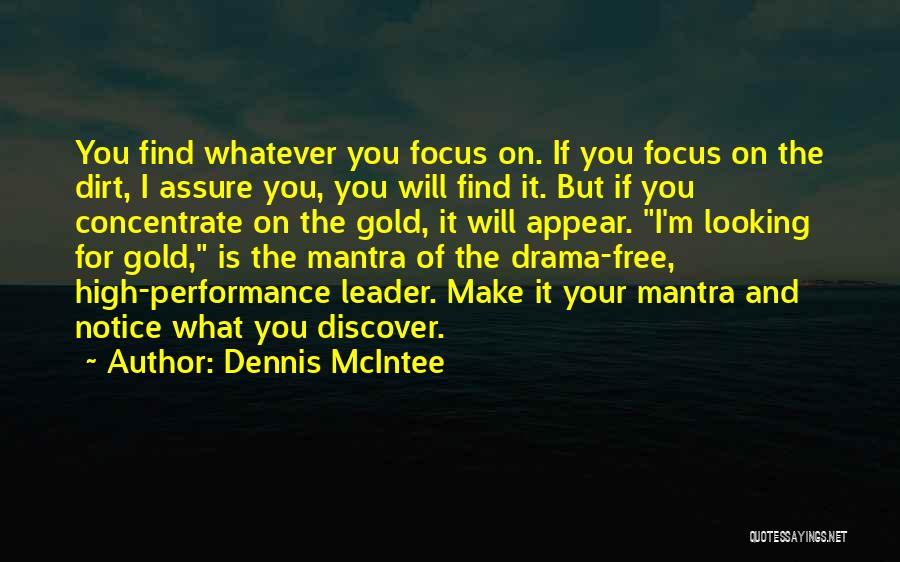 Dennis McIntee Quotes: You Find Whatever You Focus On. If You Focus On The Dirt, I Assure You, You Will Find It. But