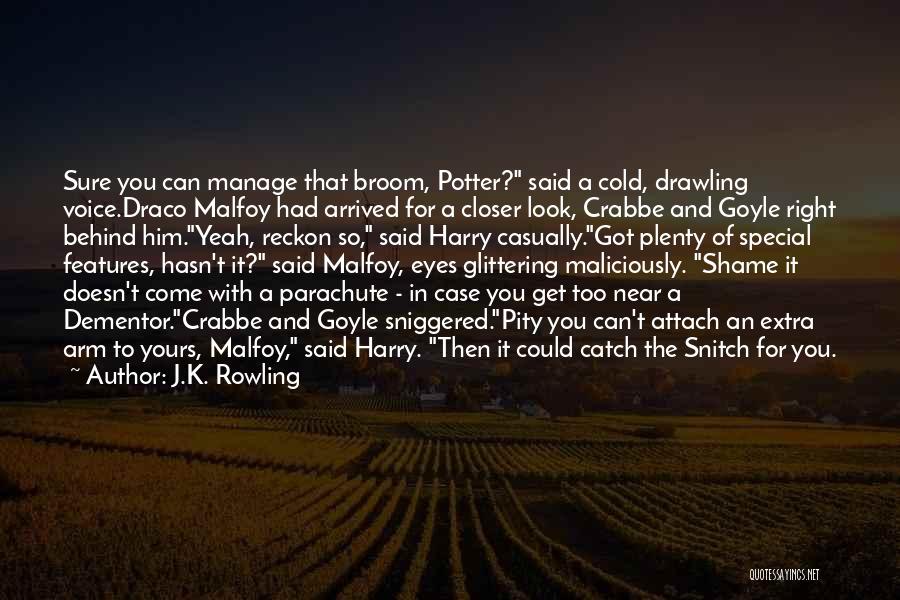 J.K. Rowling Quotes: Sure You Can Manage That Broom, Potter? Said A Cold, Drawling Voice.draco Malfoy Had Arrived For A Closer Look, Crabbe