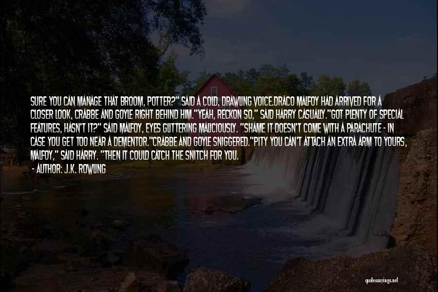 J.K. Rowling Quotes: Sure You Can Manage That Broom, Potter? Said A Cold, Drawling Voice.draco Malfoy Had Arrived For A Closer Look, Crabbe