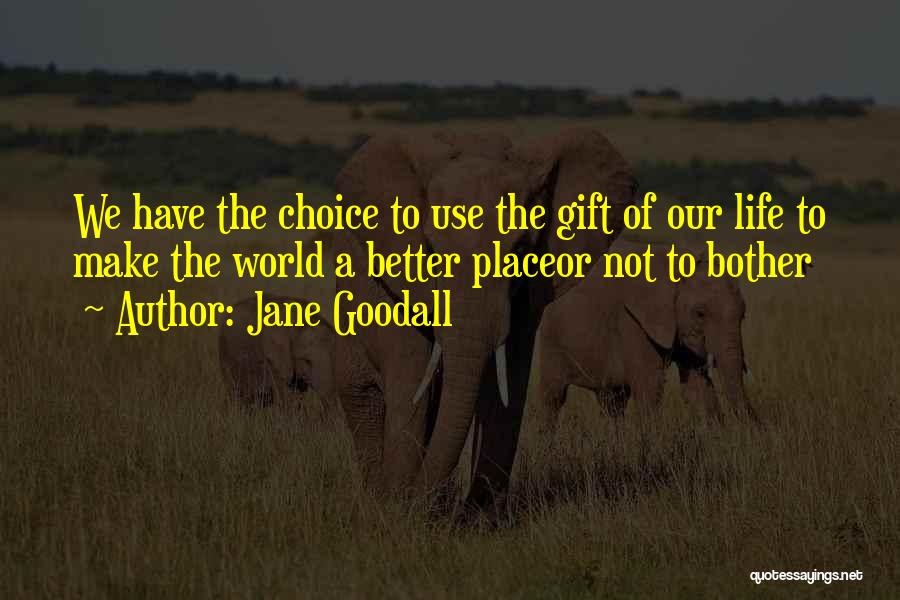 Jane Goodall Quotes: We Have The Choice To Use The Gift Of Our Life To Make The World A Better Placeor Not To