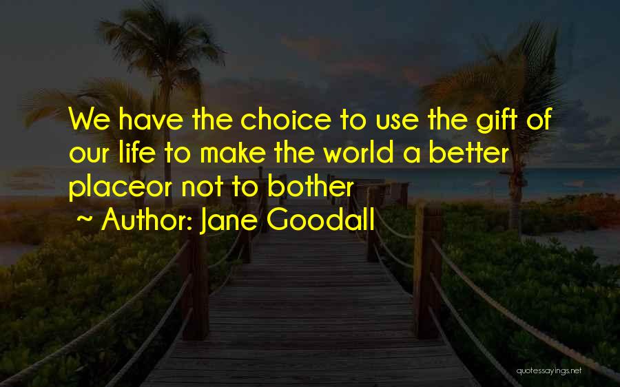 Jane Goodall Quotes: We Have The Choice To Use The Gift Of Our Life To Make The World A Better Placeor Not To