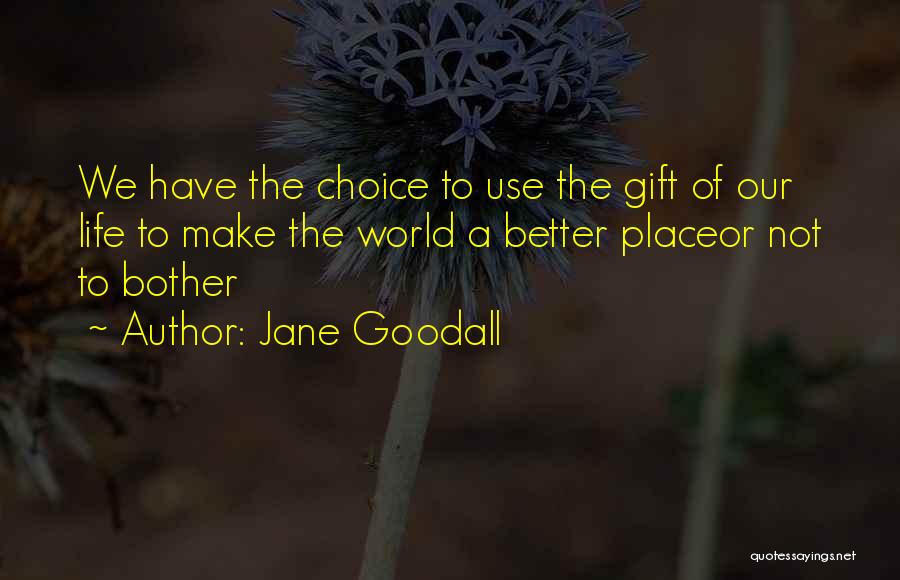 Jane Goodall Quotes: We Have The Choice To Use The Gift Of Our Life To Make The World A Better Placeor Not To