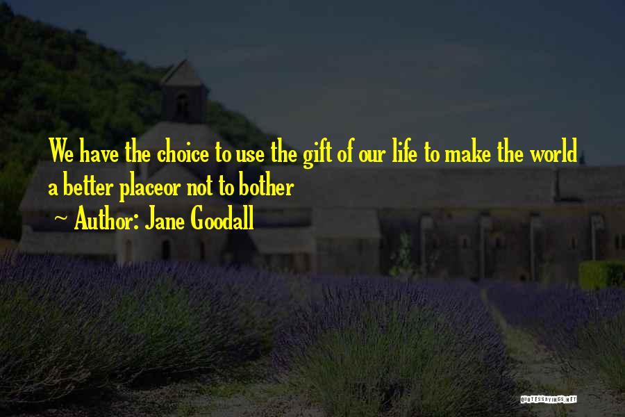 Jane Goodall Quotes: We Have The Choice To Use The Gift Of Our Life To Make The World A Better Placeor Not To