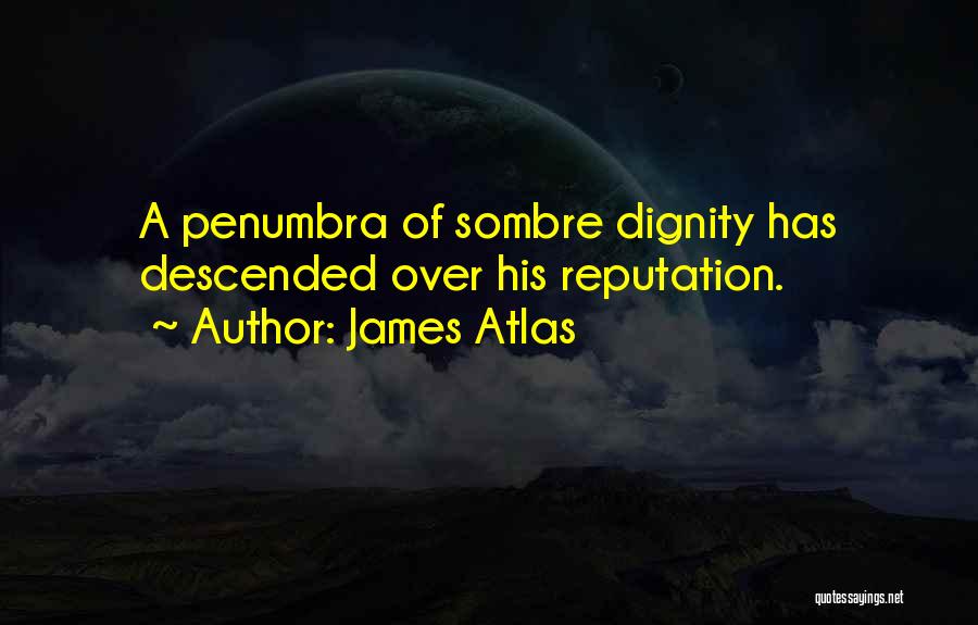 James Atlas Quotes: A Penumbra Of Sombre Dignity Has Descended Over His Reputation.