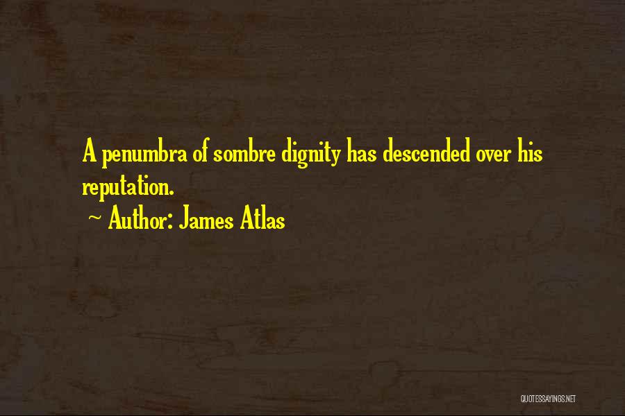 James Atlas Quotes: A Penumbra Of Sombre Dignity Has Descended Over His Reputation.