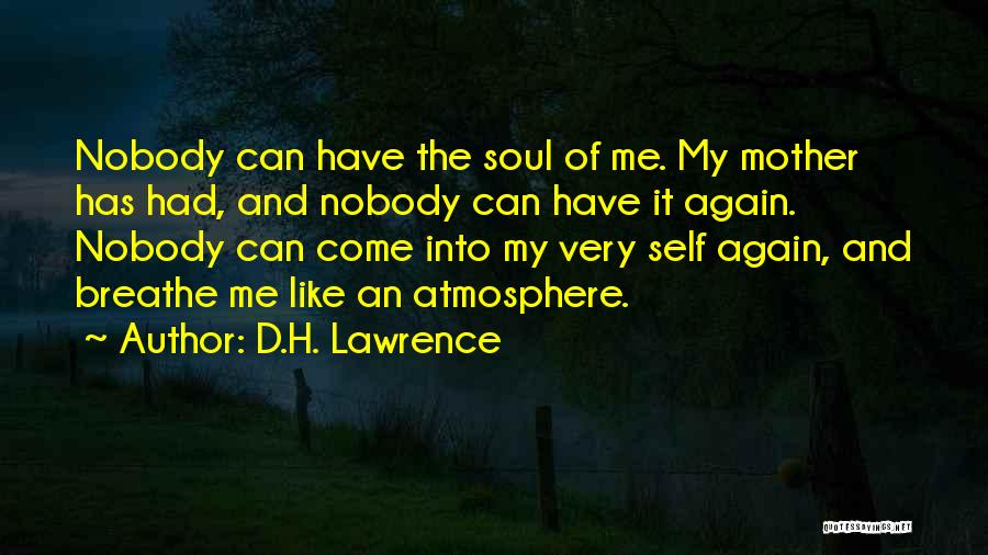 D.H. Lawrence Quotes: Nobody Can Have The Soul Of Me. My Mother Has Had, And Nobody Can Have It Again. Nobody Can Come